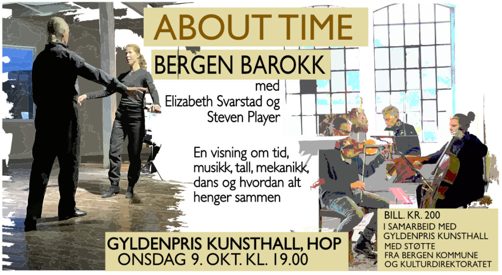 Konsertplakat for produksjonen About Time, Gyldenpris Kunsthall, Hop, 9.10.2024 kl 19.00